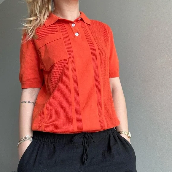 Grace Karin Men's Vibrant Orange Polo Shirt - Picture 3 of 7